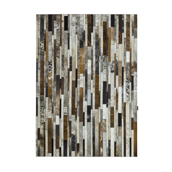 Striped Leather Rug Grey/Ivory/Brown, Floor Plan