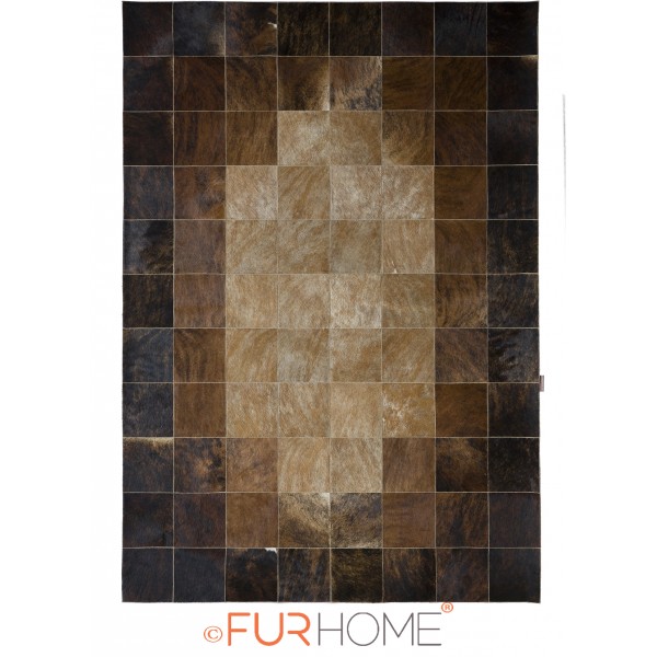 20x20 tri-tone brown brindle rug, top-down view