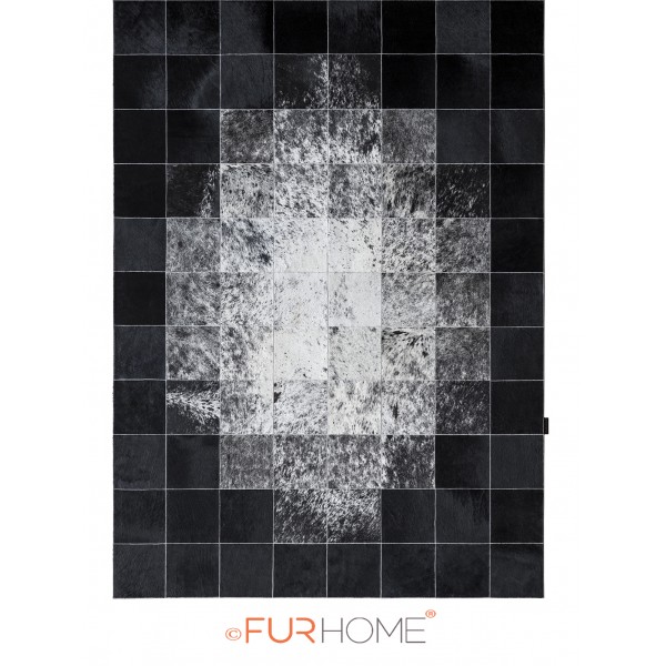 20x20 Black & White brindle rug, top-down view