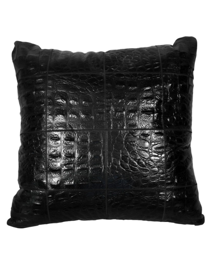 Leather Big Floor Cushion Jurasico Nero G-517