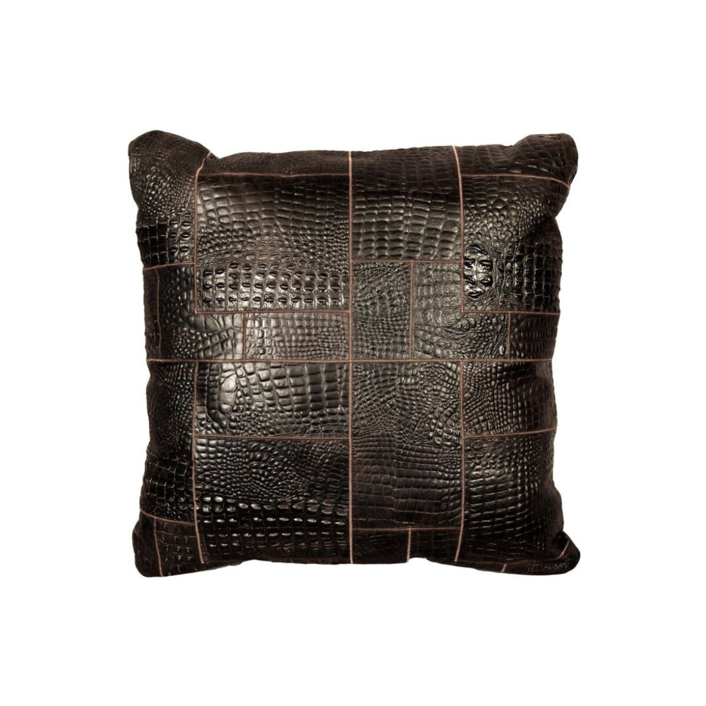 Leather Big Floor Cushion Croco Testa Di Moro Puzzle G-516