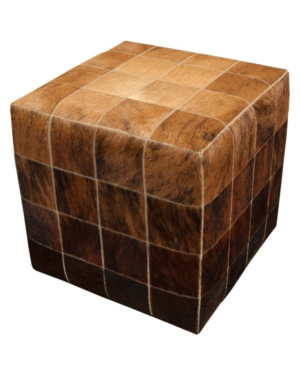 Leather pouf stool beige-brown mosaic C-215