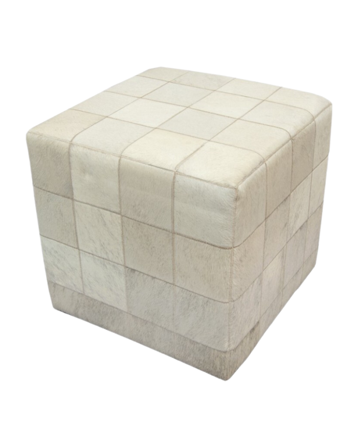 Cowhide cube cover* light grey beige ivory