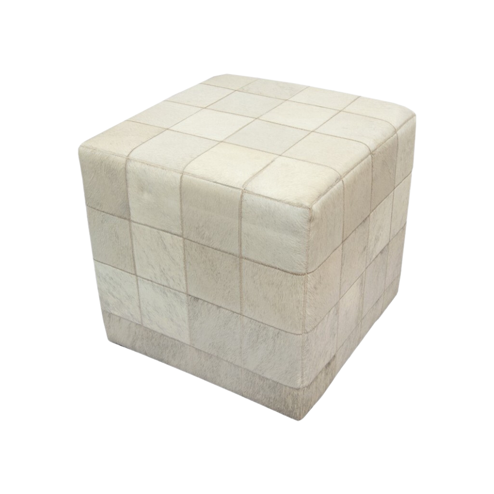Cowhide cube cover* light grey beige ivory