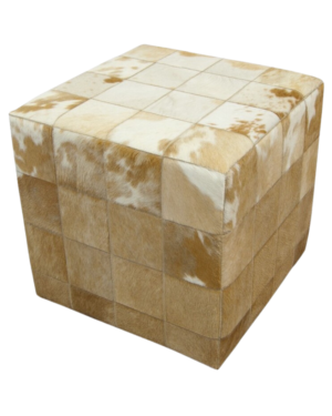 Cowhide cube cover* white beige FUR HOME