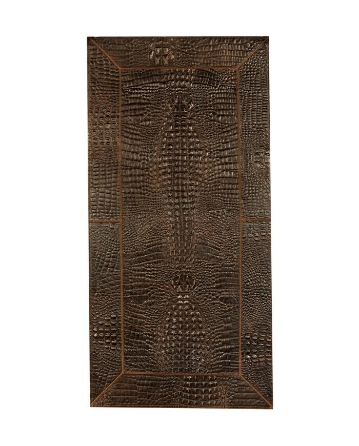 Patchwork leather rug for fireplace croco testa di moro k-123