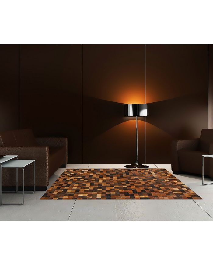 Patchwork Cowhide rug k-1584 mosaik multicolour brown