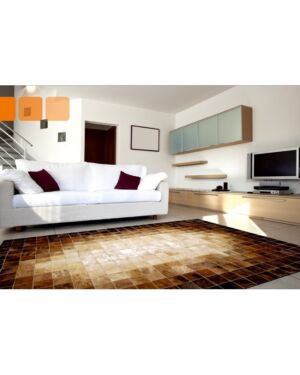 Patchwork cowhide rug k-1687 mosaik beige-brown