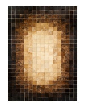 Beige & brown cowhide mosaic rug k-1687