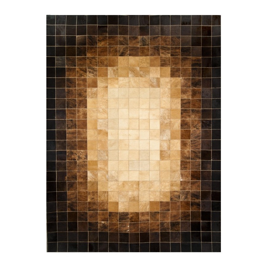 Patchwork cowhide rug k-1687 mosaik beige-brown