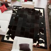 Patchwork cowhide rug  black brown white k-1701