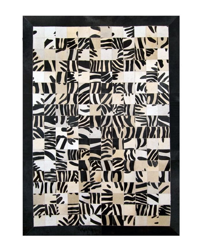 Patchwork cowhide rug k-1672 mosaik zebrone black-white