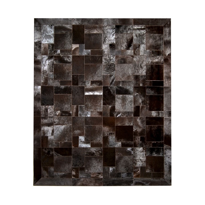 Moderner Lederteppich Dunkelbraun Puzzle k-126