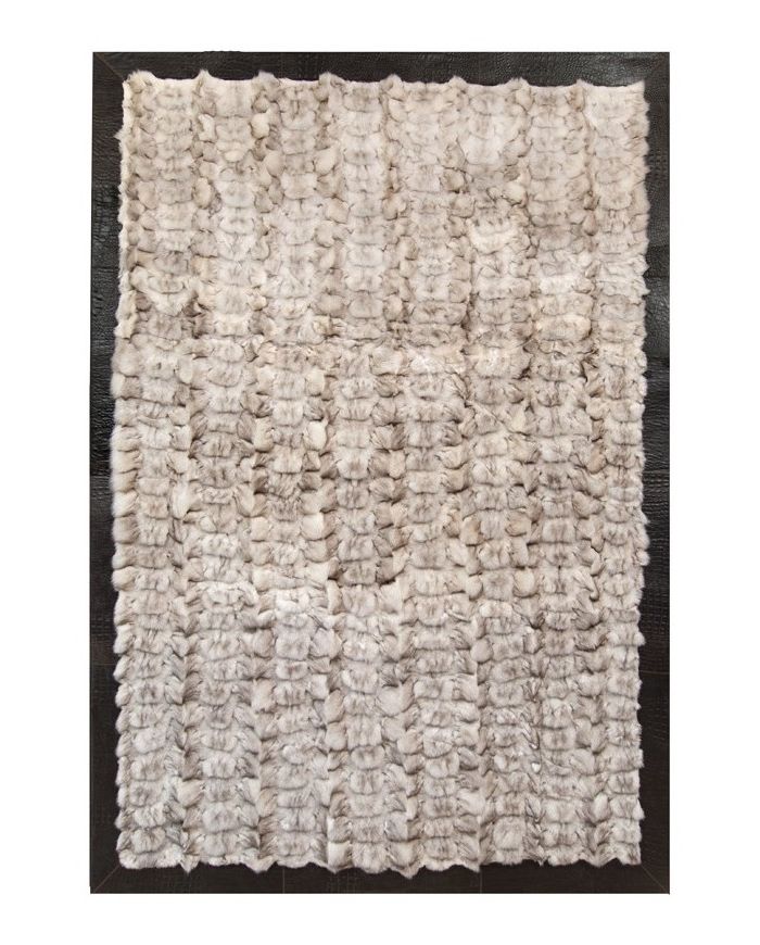 Fur Rug k-971 Blue Fox White - Grey frame croco testa di moro