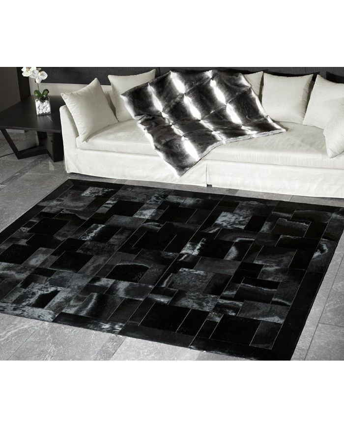 Cowhide Rug black (nero)  cavallino puzzle k-127