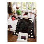 Patchwork cowhide rug  black brown white k-1701