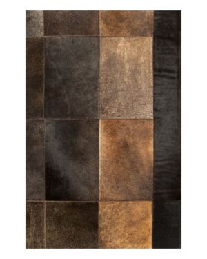 Patchwork cowhide rug k-1703 redish tobaco leaves