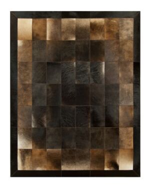 Patchwork cowhide rug k-1703 redish tobaco leaves