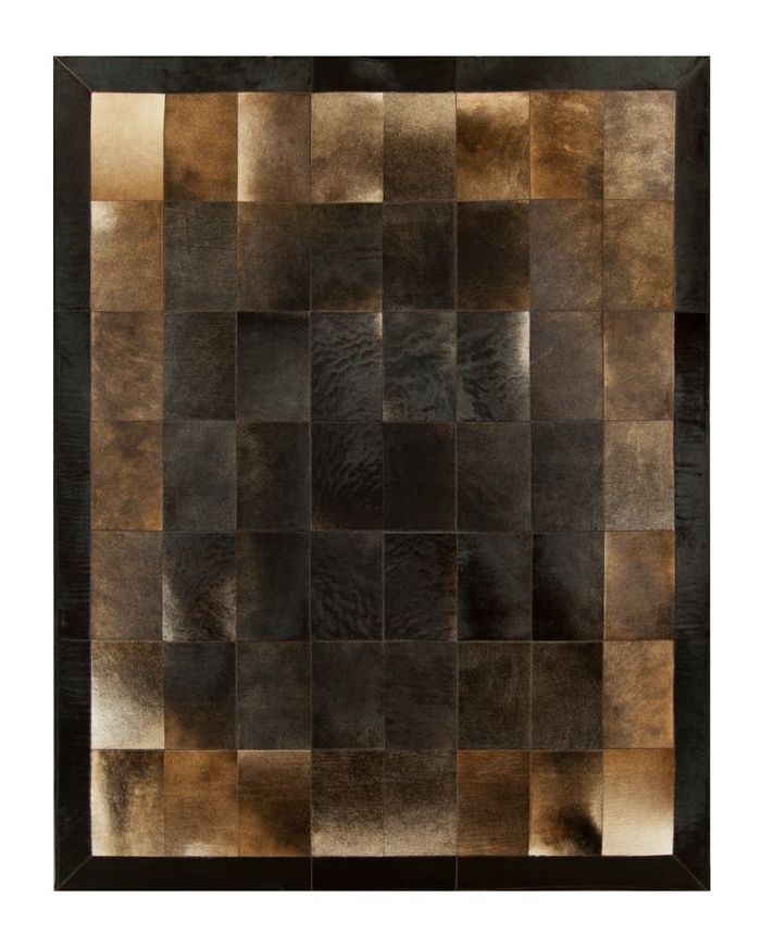 Patchwork cowhide rug k-1703 redish tobaco leaves