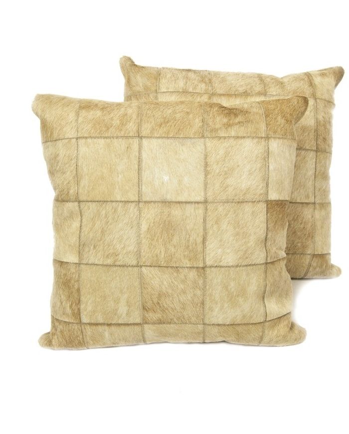 Leather Pillow Mosaic Pillow Open Beige G-503