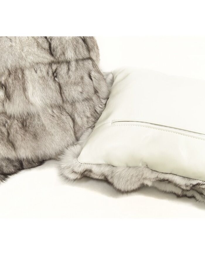 fur cushion fox white grey G-508