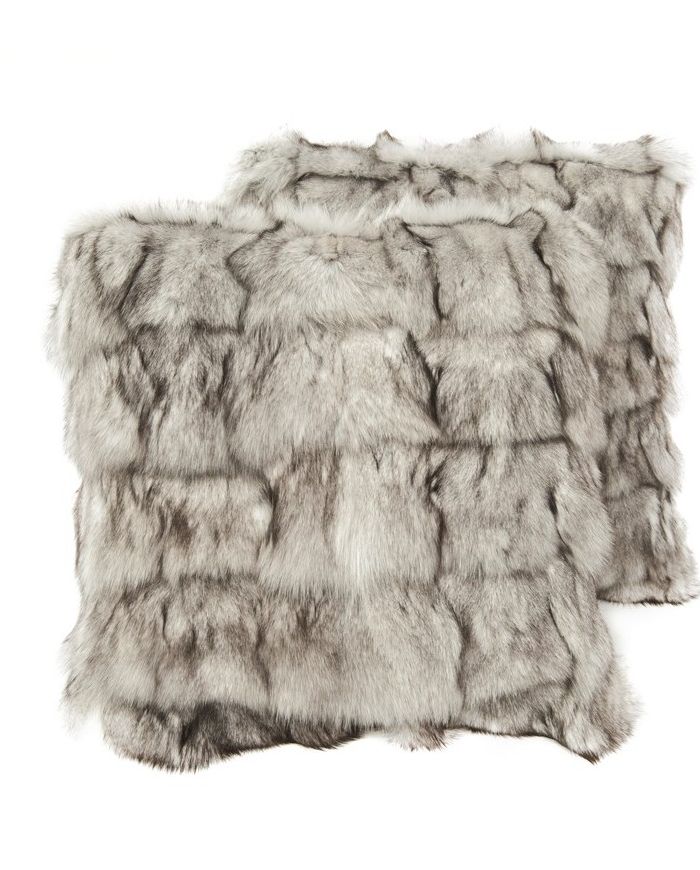 fur cushion fox white grey G-508