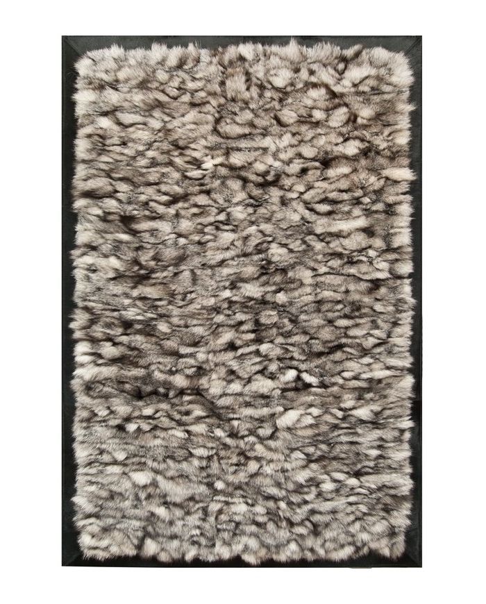 Fur rug k-1733 fox grey frame black