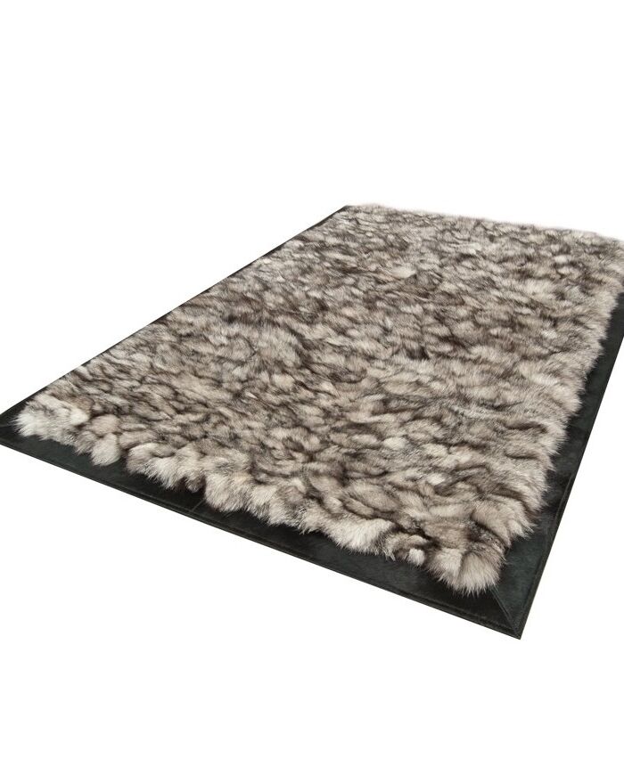 Fur rug k-1733 fox grey frame black