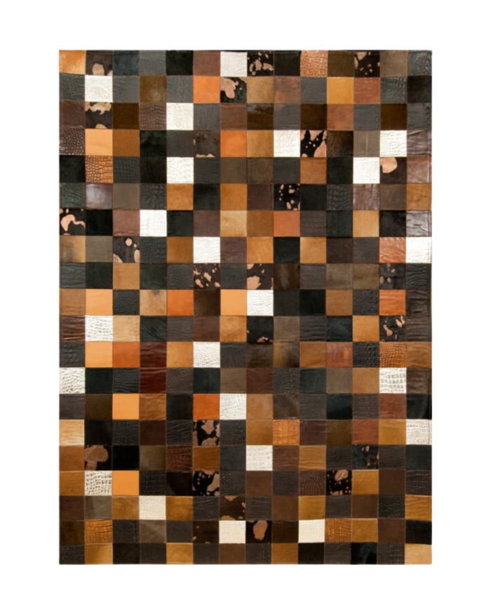 Δερμάτινο Χαλί Multicolor Καφέ Mosaic k-1675