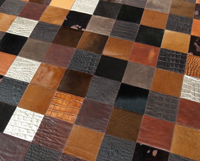 Patchwork Cowhide rug k-1675 mosaik multicolour brown