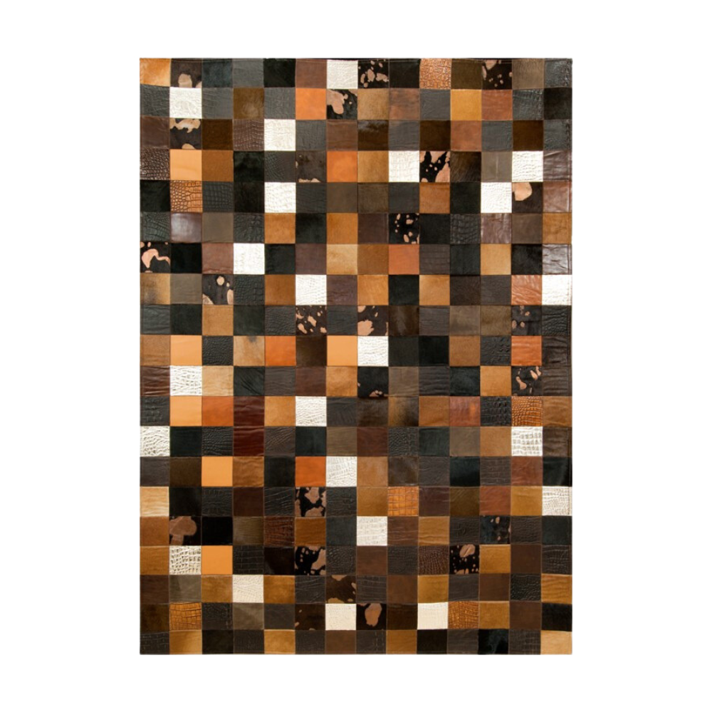 Δερμάτινο Χαλί Multicolor Καφέ Mosaic k-1675