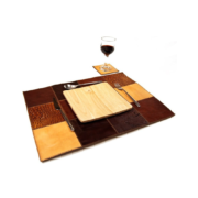 100% Leather coasters and tops in shades of brown - Set of four pieces