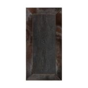 Patchwork-Lederteppich für den Kamin, Croco Testa Di Moro-Rahmen Cognac Cavallino k-121