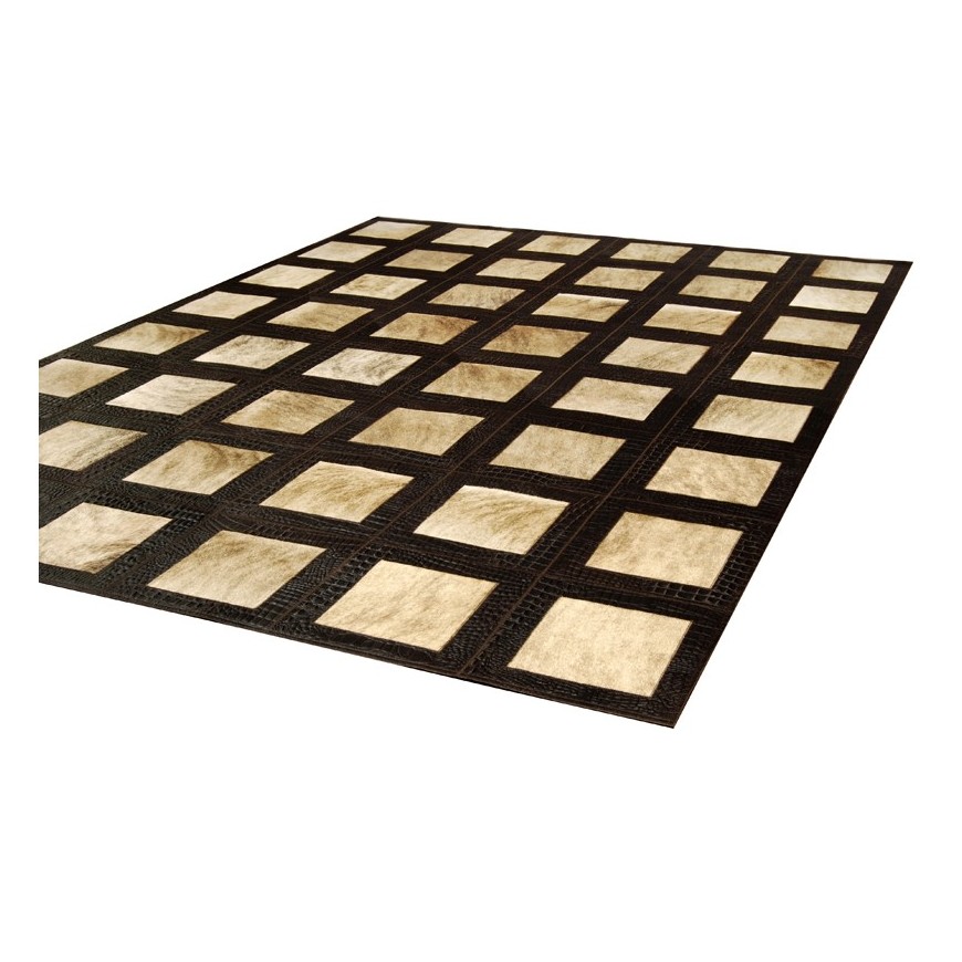 Leather Carpet K-148 Classic & Modern Beige/Brown