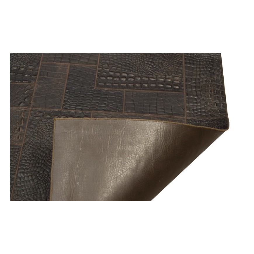 Patchwork leather rug k-1677 croco testa di moro puzzle