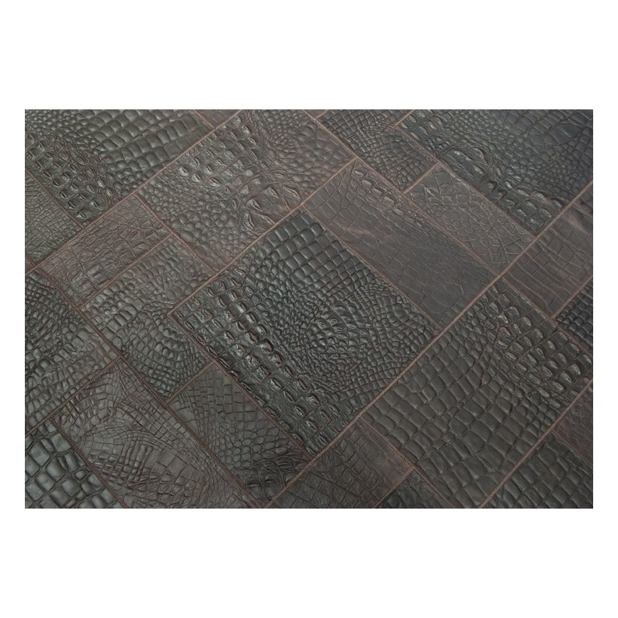 Patchwork Leder Teppich K-1677 Croco Testa di Moro Puzzle
