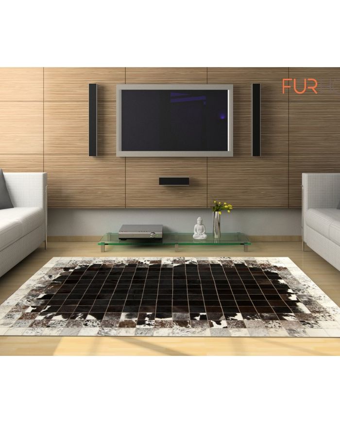 Patchwork cowhide rug k-1783 mosaik black-brown-white