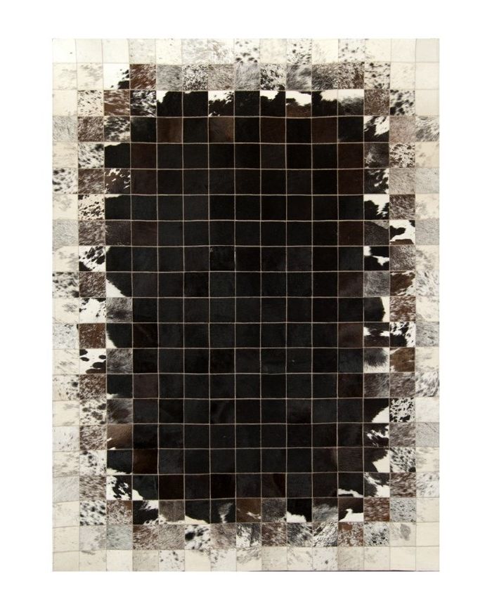 Patchwork cowhide rug k-1783 mosaik black-brown-white