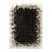 Patchwork-Kuhfellteppich K-1783 Mosaik Schwarz-Braun-Weiß