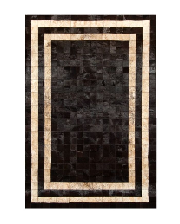 Patchwork Cowhide Rug k-1773 Mosaik Testa di Moro horsy double line - light beige