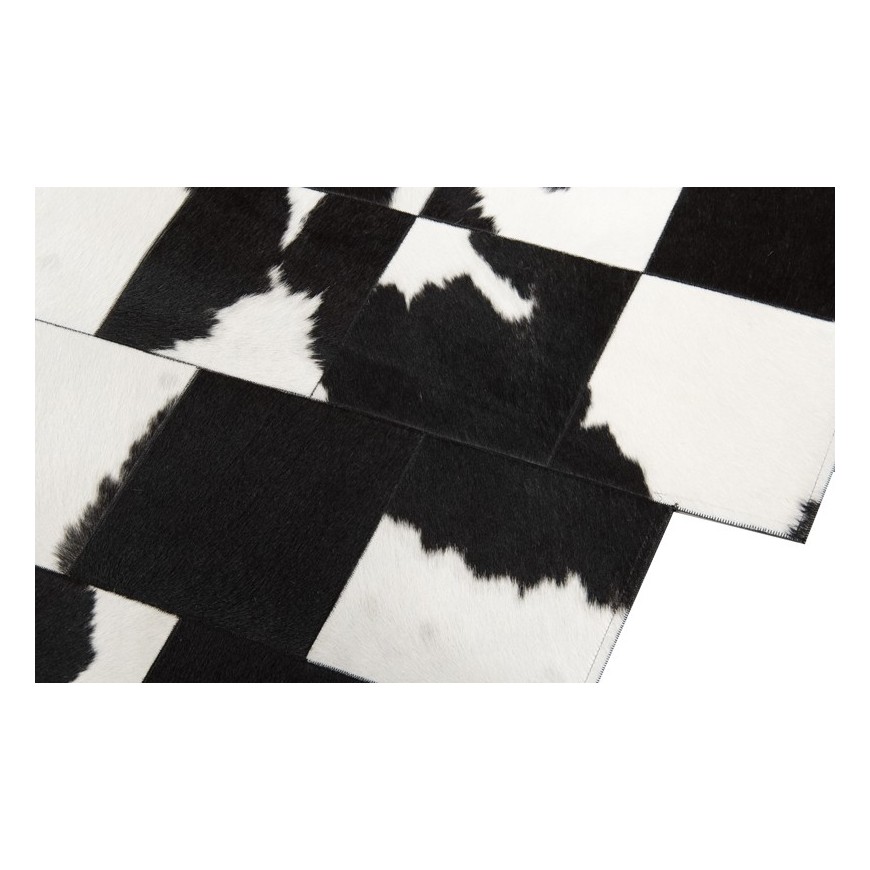 Δερμάτινο Χαλί patchwork Pixel Μαύρο & Άσπρο K-140