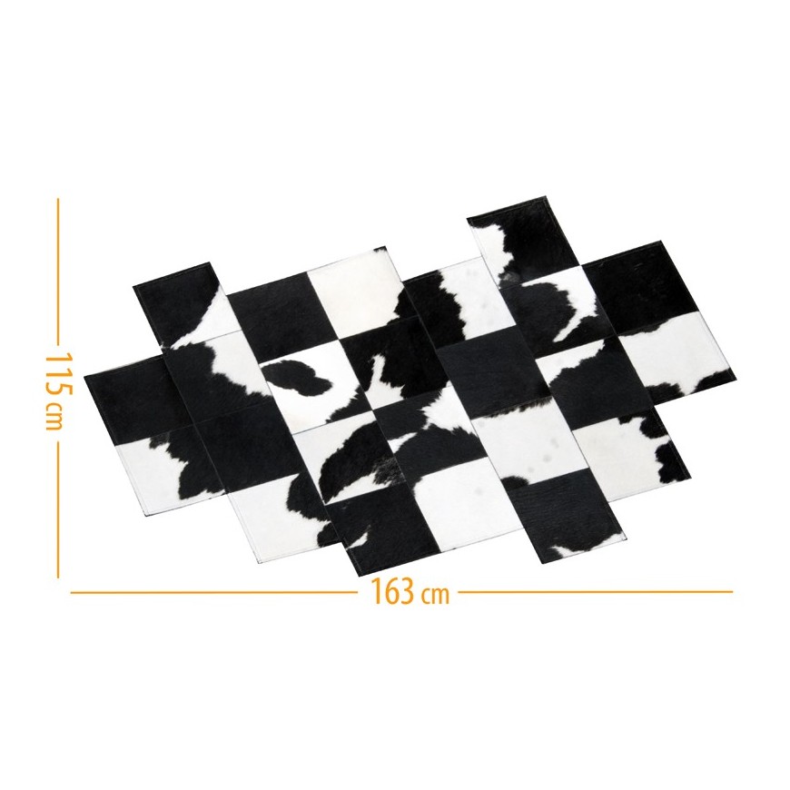 Patchwork Cowhide Rug pixel black-white k-140