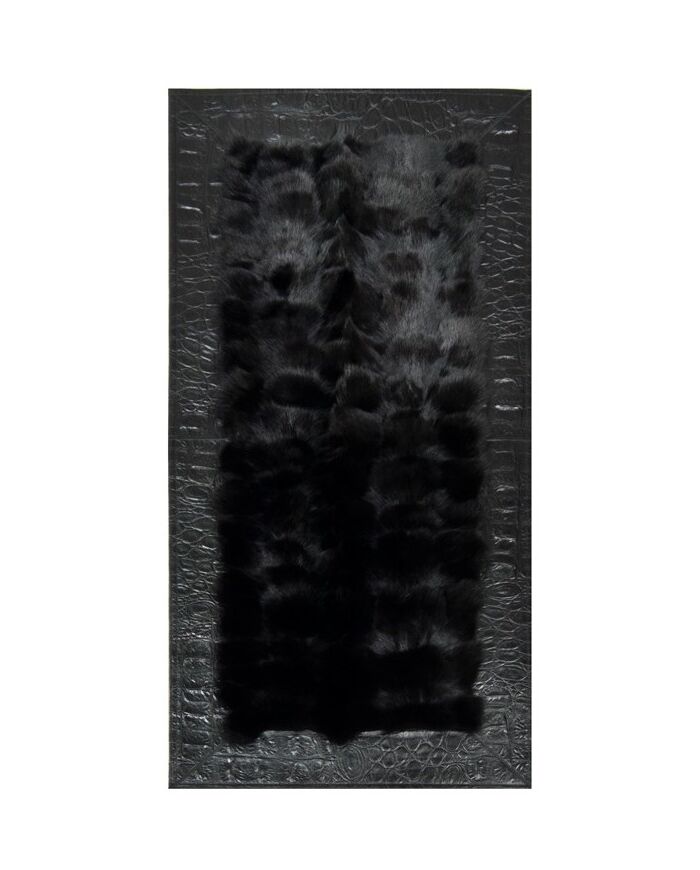 Fur rug fox black frame jurasico nero k-1121