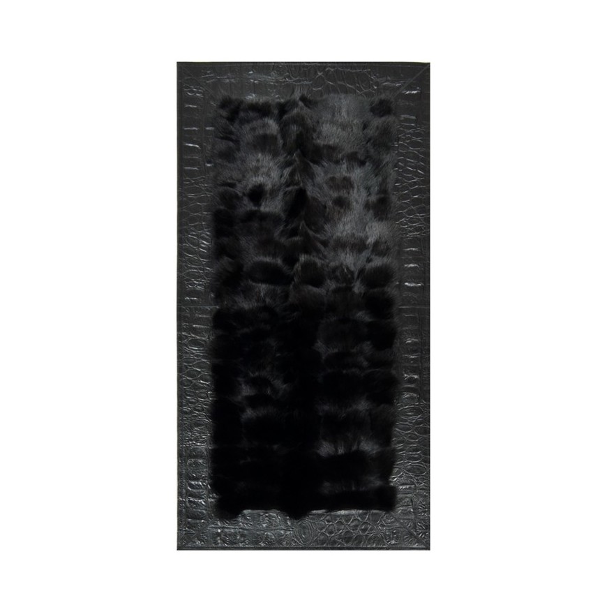 Fuchsfell-Teppich mit schwarzem Rahmen, Jurasico Nero K-1121