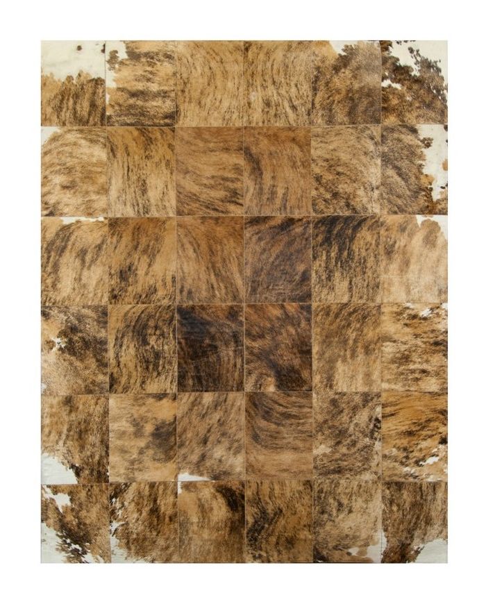 Leather Carpet Exotic beige with brown stripes k-160