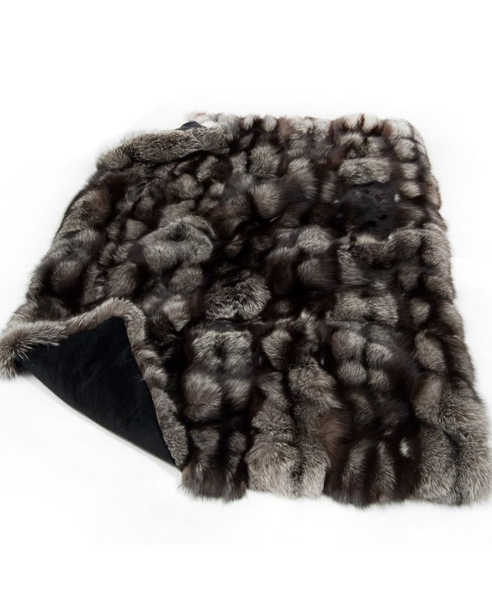 Fur plaid throw blanket  silver fox Throw - Blanket k-309