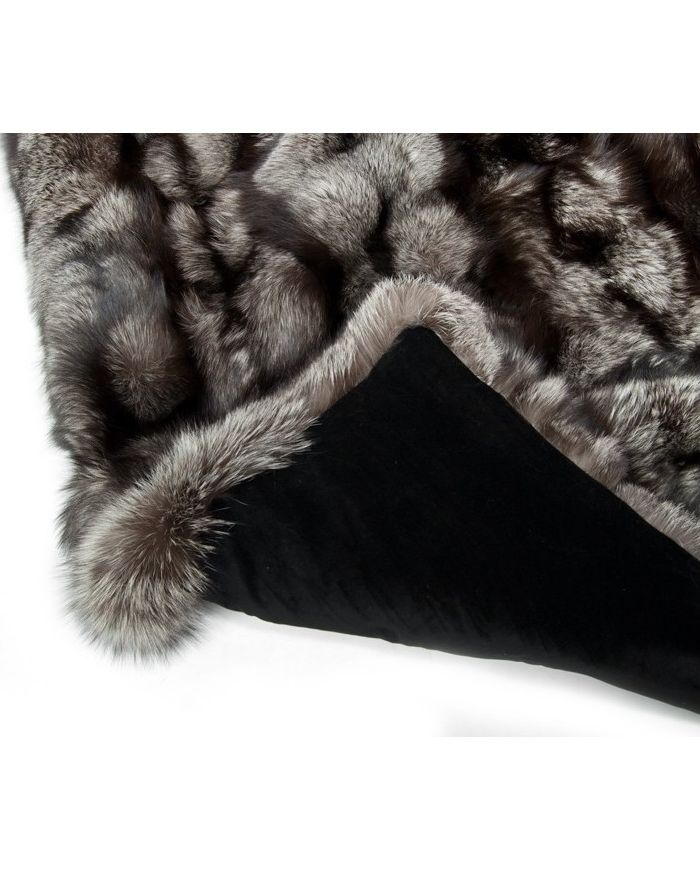 Fur plaid throw blanket  silver fox Throw - Blanket k-309