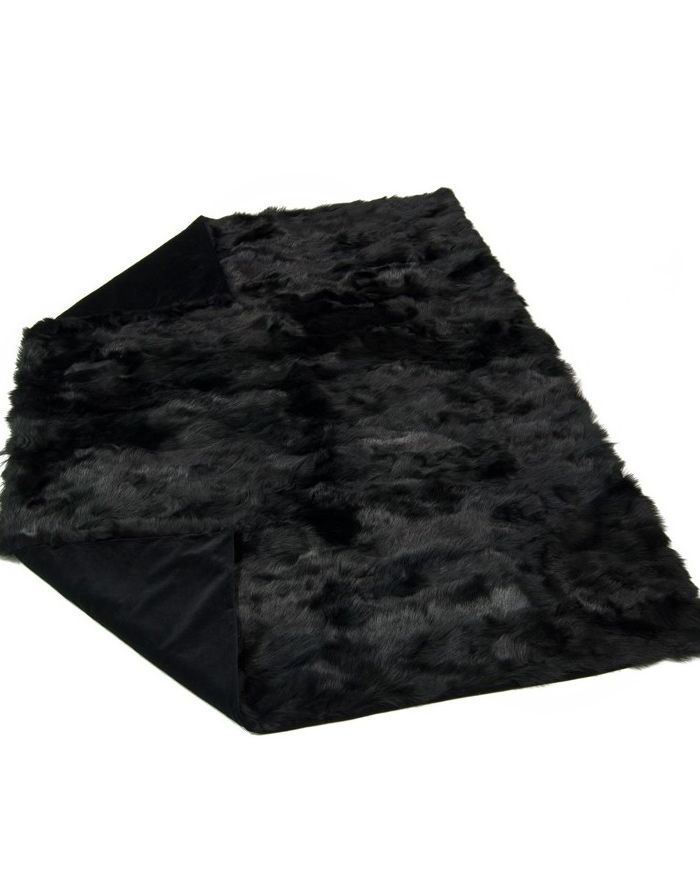 Fur plaid throw blanket bedspread toscana black k-322