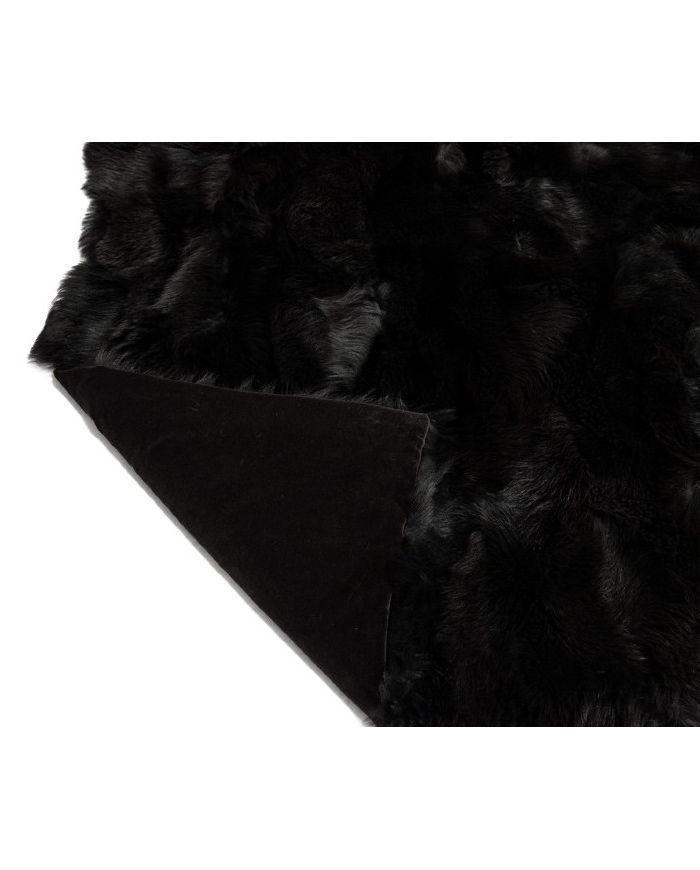 Fur plaid throw blanket bedspread toscana black k-322