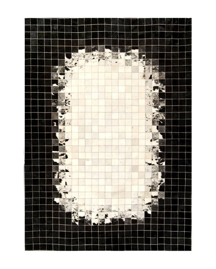 Patchwork Cowhide rug k-1809 mosaik white-black